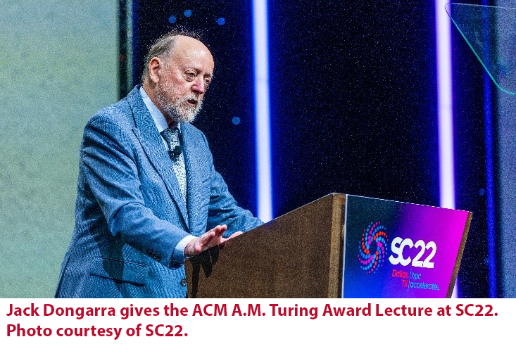UNM Alumnus Jack Dongarra gives the ACM A.M. Turing Award Lecture at SC22. Photo courtesy of SC22.  
