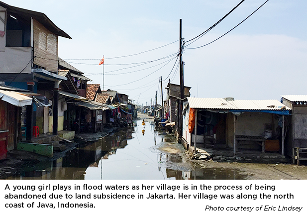 Flooded village in Jakarta, Indonesia