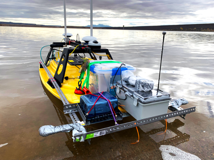 Brutus on remote controlled boat